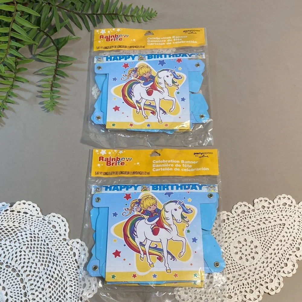 Vintage Rainbow Brite Happy Birthday Banner Set